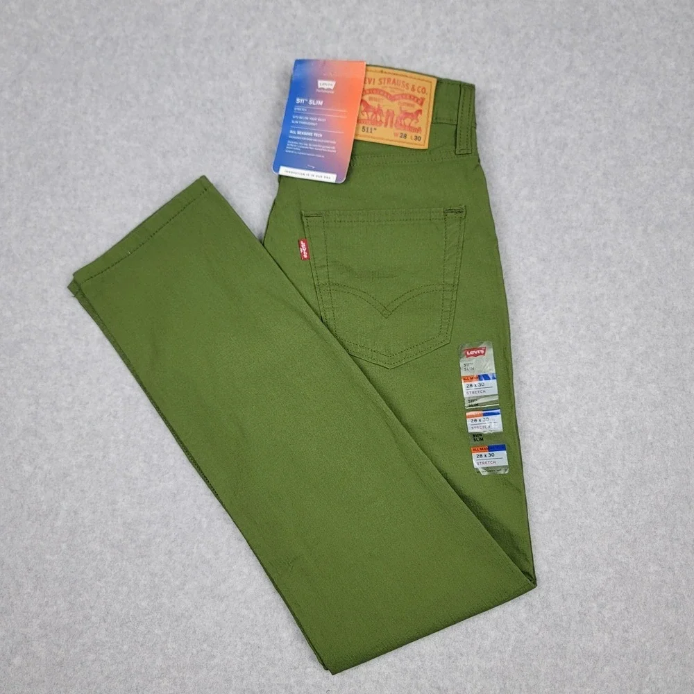 Levi's‎ 511 Mens Size 28x30 Performance Slim Fit Tapered Green 5 Pocket Pants